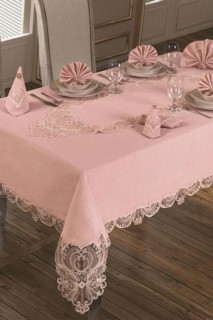 French Guipure Jasmine Table Cloth Set 18 Pieces Powder 100259628