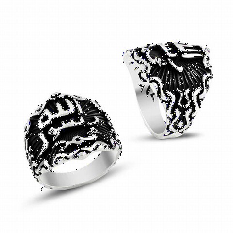 Silver Rings 925 - Ottoman Patterned Sterling Silver Men's Ring With Seal Serif Written 100348969 - Turkey