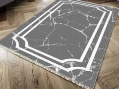 Carpet - Non-Slip Base Digital Print Velvet Carpet Linear Stone Anthracite 180x280 cm 100260351 - Turkey