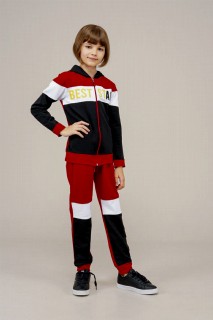 Young Girl's Letter Detailed Hooded Tracksuit Set 100352523
