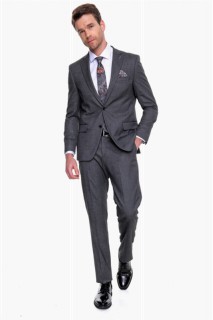 Men's Black Patterned Dynamic Fit Comfortable Fit 6 Drop Suit 100350588