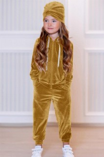 Girl Kid Indian Hat Velvet Mustard Tracksuit Suit 100328646