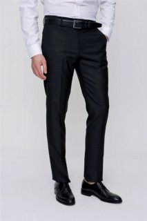 Men Clothing - Men's Black Basic Straight Slim Fit Slim Fit Trousers 100351294 - Turkey