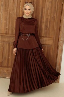 Outwear - Braunes Hijab-Anzugkleid 100340844 - Turkey