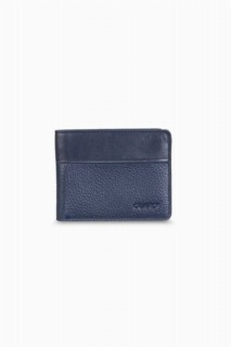 Wallet - Navy Blue Leather Men's Wallet 100346029 - Turkey