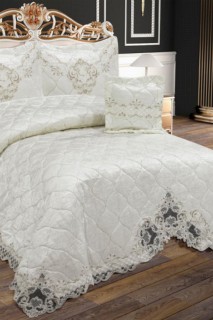 Calvina Velvet Lace Double Bedspread Cream 100330343