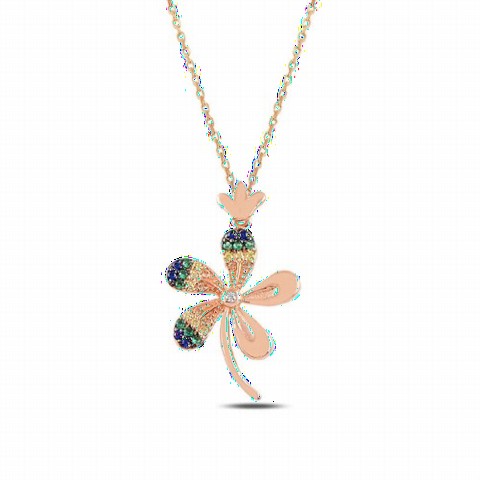Other Necklace - Clover Model Colorful Stone Women's Silver Necklace 100347611 - Turkey