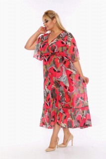Woman - Plus Size Chiffon Long Dress 100276195 - Turkey