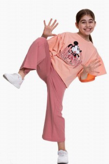 Tracksuits, Sweatshirts - Ärmel Flywheel Mickey bedruckte lockere Hose für Mädchen Lachsfarbener Trainingsanzug 100327707 - Turkey