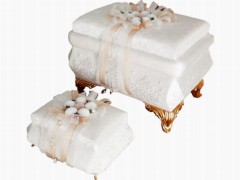Dowry Products - Şehrazat Luxury Velvet 2 Pack Dowry Chest Cream 100280401 - Turkey