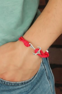 Men - Pink Color Metal Anchor Men's Bracelet 100318476 - Turkey