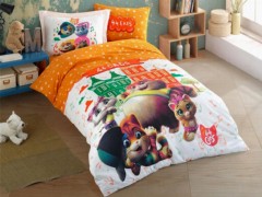 Girl Bed Covers - Ensemble de housse de couette pour enfants Cats Style Orange 100260244 - Turkey