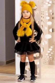 Kids - Jupe fille Robe en maille noire avec écharpe en tulle 100326863 - Turkey