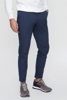 Men's Blue Palermo Cotton Slim Fit Side Pocket Linen Trousers 100350655