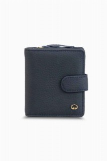 Navy Blue Multi-Compartment Stylish Leather Women's Wallet 100346168