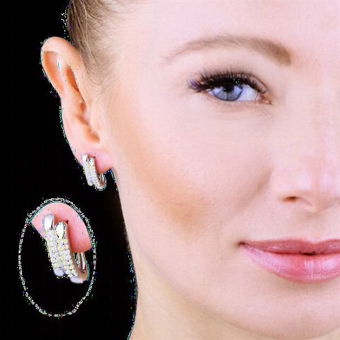 Two Piece Silver Women's Earrings 100349606