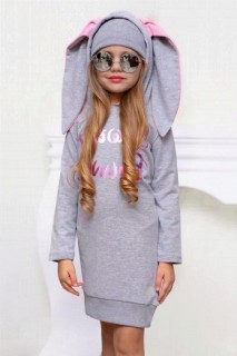 Girl's New Sweet Bunny Rabbit Eared Gray Dress 100328190
