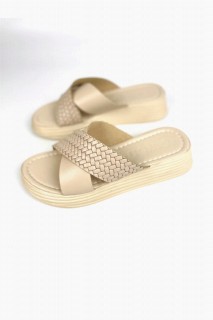 Mary Beige Leather Slippers 100344366
