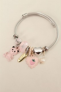jewelry - Pink Teddy Bear and Heart Charm Bracelet 100326585 - Turkey