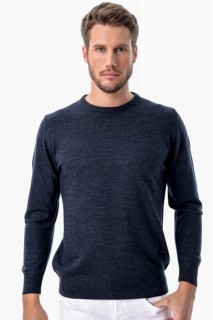Men's Navy Blue Dynamic Fit Basic Crew Neck Knitwear Sweater 100345075