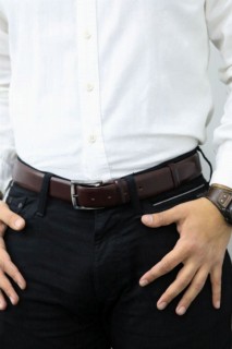 Belt - حزام كلاريت جلد كلاسيك للرجال من جارد - 3.5 سم 100345825 - Turkey
