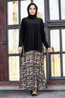 Cloth set - فستان بتصميم بدلة بطبعة جلد الفهد 100336200 - Turkey