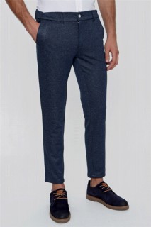 Men's Navy Blue Roza Slim Fit Slim Fit Side Pocket Waist Elastic Fabric Sport Trousers 100350967
