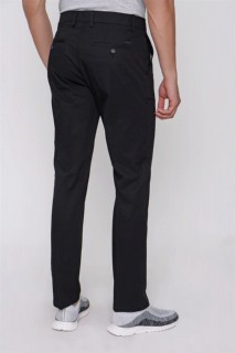 Men's Black Dynamic Fit Cotton Side Pocket Chino Linen Trousers 100350863