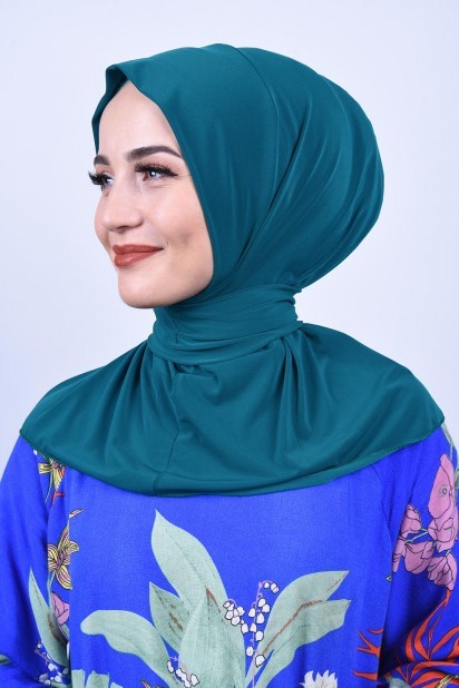 Ready to wear Hijab-Shawl - Snap Snap Echarpe Châle Bleu Pétrole - Turkey