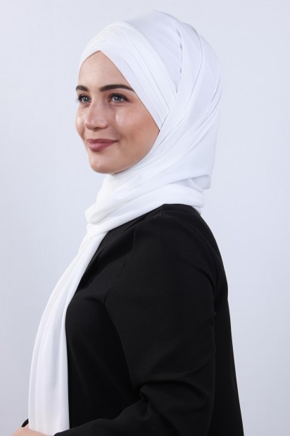 4 Draped Hijab Shawl White 100285076