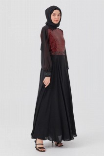 Women's Sequined Sleeves Chiffon Evening Dress 100342691