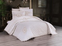 Gold Quilted Double Bedspread Cream 100331228