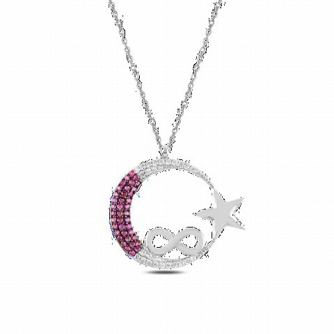 Jewelry & Watches - Moon Star Model Infinity Motif Sterling Silver Necklace 100347625 - Turkey