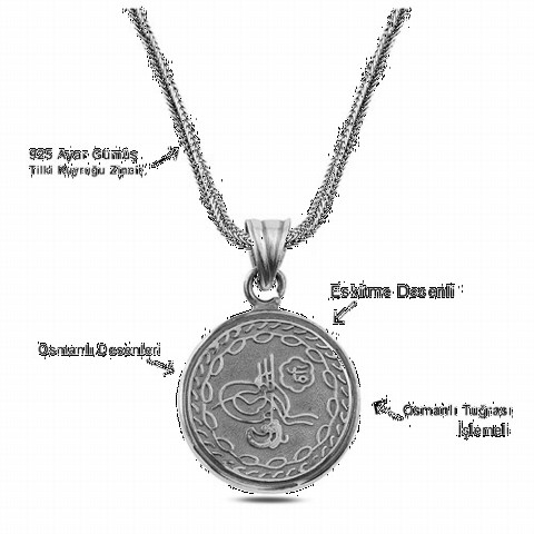 Antique Ottoman Tugra Embroidered Silver Cevşen Necklace 100346784