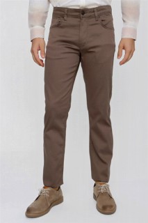 pants - Men's Brown Fuji Cotton 5 Pocket Dynamic Fit Trousers 100350974 - Turkey