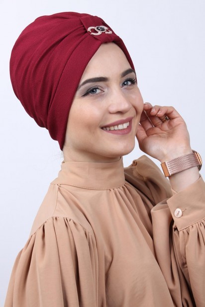 Buckled Claret Red Double-Sided Bonnet 100285170