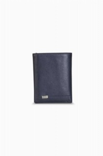 Wallet - Portefeuille pour homme en cuir vertical bleu marine 100345783 - Turkey