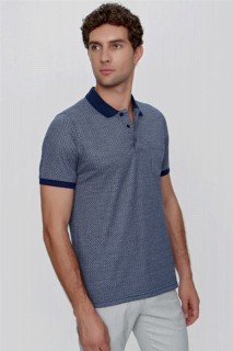 Men's Marine Polo Collar Dynamic Fit Comfortable Fit Pocket Patterned T-Shirt 100350939