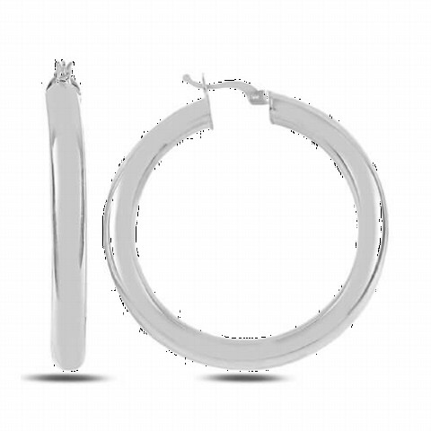 Earrings - 48 Millim Plain Ring Silver Earrings Silver 100346655 - Turkey