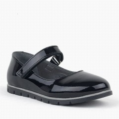 Loafers & Ballerinas & Flat - Schwarze flache Schuhe aus echtem Lackleder für Mädchen 100278857 - Turkey