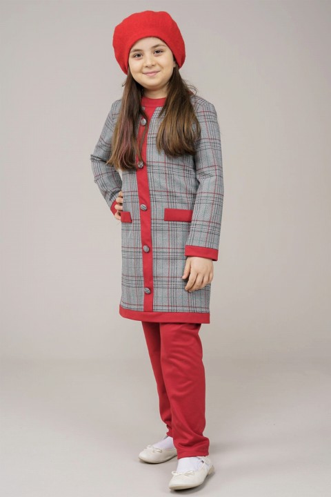 Junior Check Patterned Top and Bottom Set 100342551