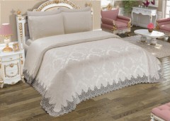 Bedding - French Guipure Dowry Pique Set Queen Cream 100257559 - Turkey