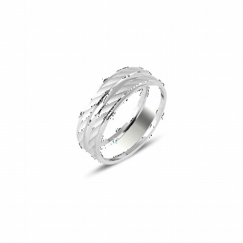 Wedding Ring - Twirl Patterned Silver Wedding Ring 100347006 - Turkey