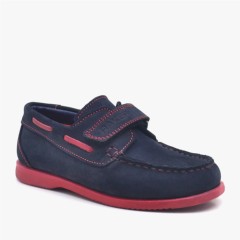 Sport - Simurg Navy Blue Genuine Leather Velcro Sport Shoes for Boys 100278566 - Turkey
