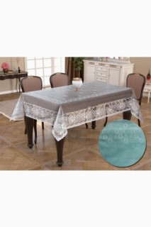 Knitted Panel Pattern Rectangle Table Cloth Delicate Turquoise 100259276