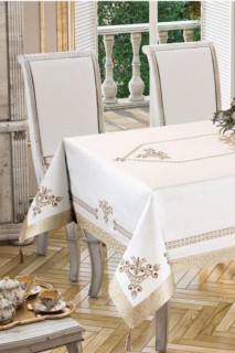 Tulip Printed Rectangle Table Cloth Gold 100258319