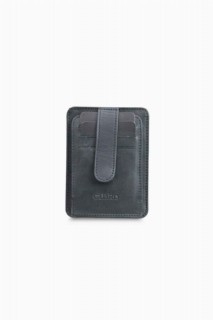 Guard Vertical Crazy Black Leather Card Holder 100346127