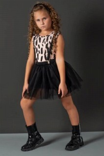Kids - Girl Dalmatian Fluffy Strap Powder Skirt Suit 100326785 - Turkey