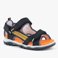 Genuine Leather Black Orange Outdoor Sandals for Boys 100278868