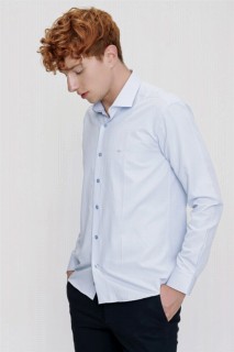 Shirt - Men's Ice Blue Slim Fit Slim Fit Jacquard Solid Collar Long Sleeve Shirt 100351310 - Turkey